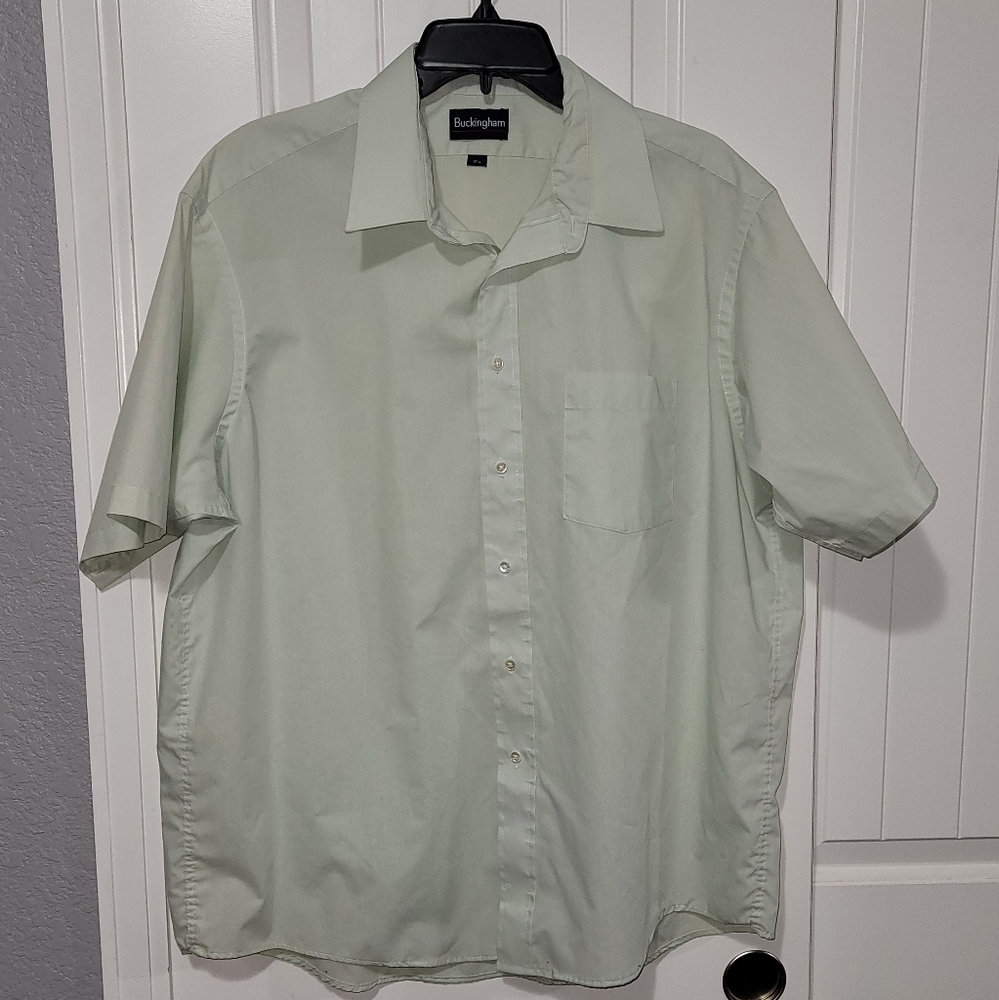 Buckingham light green button down shirt size 17 1/2.